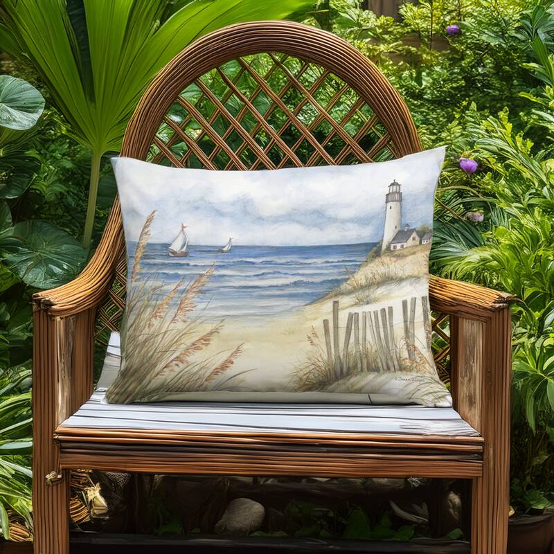 Magnolia Casual Outdoor Pillow Beach and Lighthouse 19x24