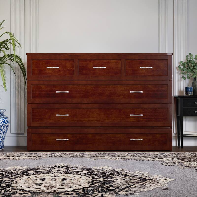AFI Northfield Murphy Bed Chest with 6" Mattress, Storage Drawer & Built-In Charger