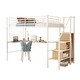 preview thumbnail 11 of 15, Twin Size Metal Loft Bed with L-Shaped Desk, Storage Wardrobe, Sturdy Ladder Shelves, Guardrails & Metal Grid