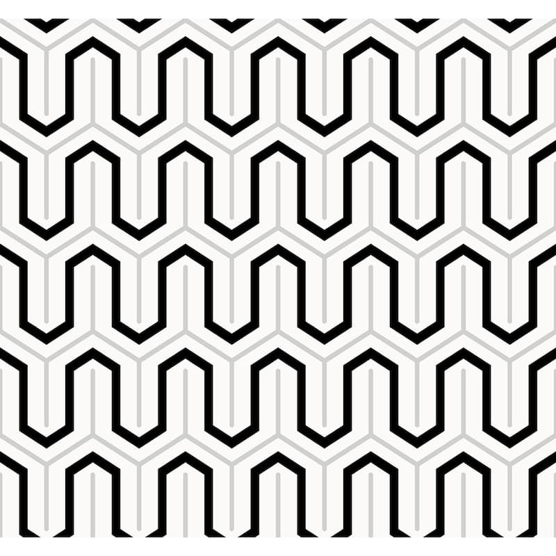 Seabrook Designs Parket Geometric Honeycomb Unpasted Wallpaper - 27 in. W x 27 ft. L - Onyx & Metallic Silver
