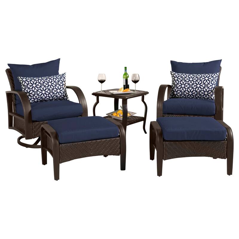 Barcelo 5 Piece Sunbrella Outdoor Patio Motion Club Chair & Ottoman Set