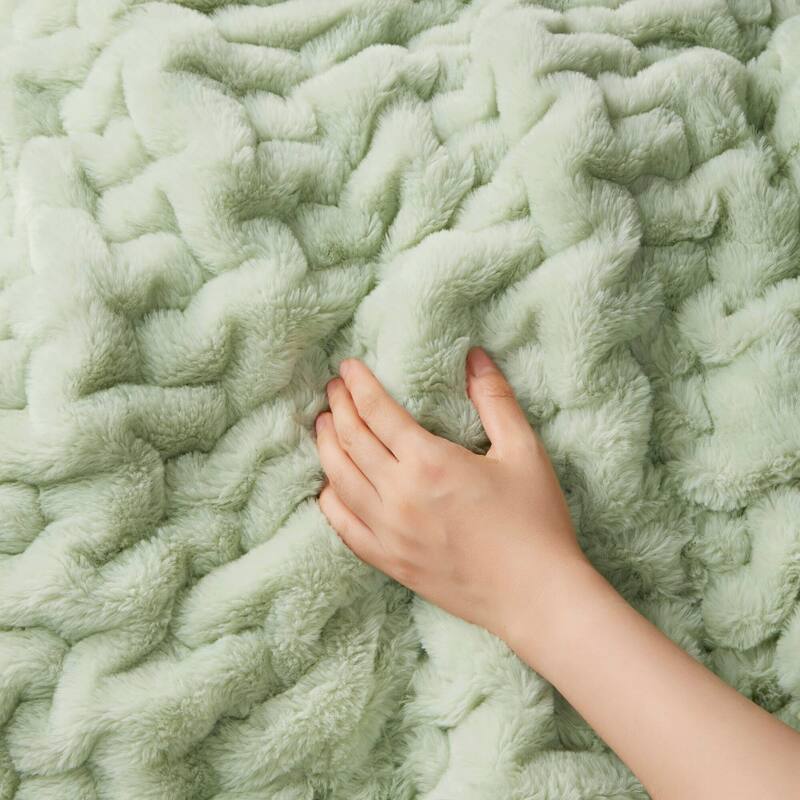 Madison Park Ruched Fur Throw