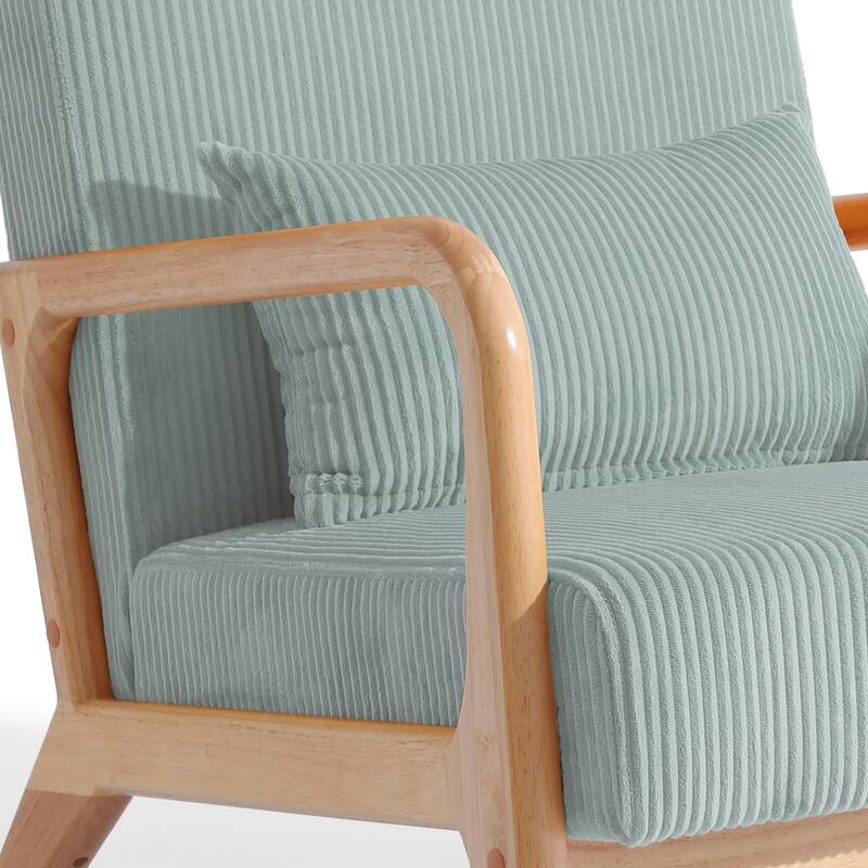 25" W Mid Century Upholstered Wood Accent Chair with Pillow