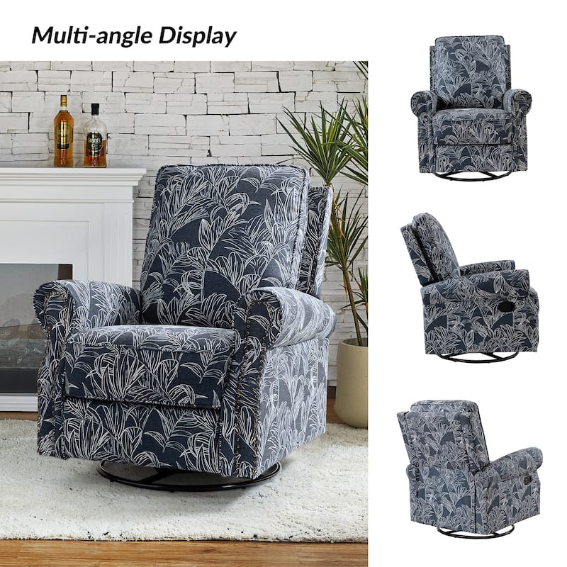 Roderich Farmhouse Floral Print Swivel Rocker Recliner with Rolled Arms Set of 2 by HULALA HOME