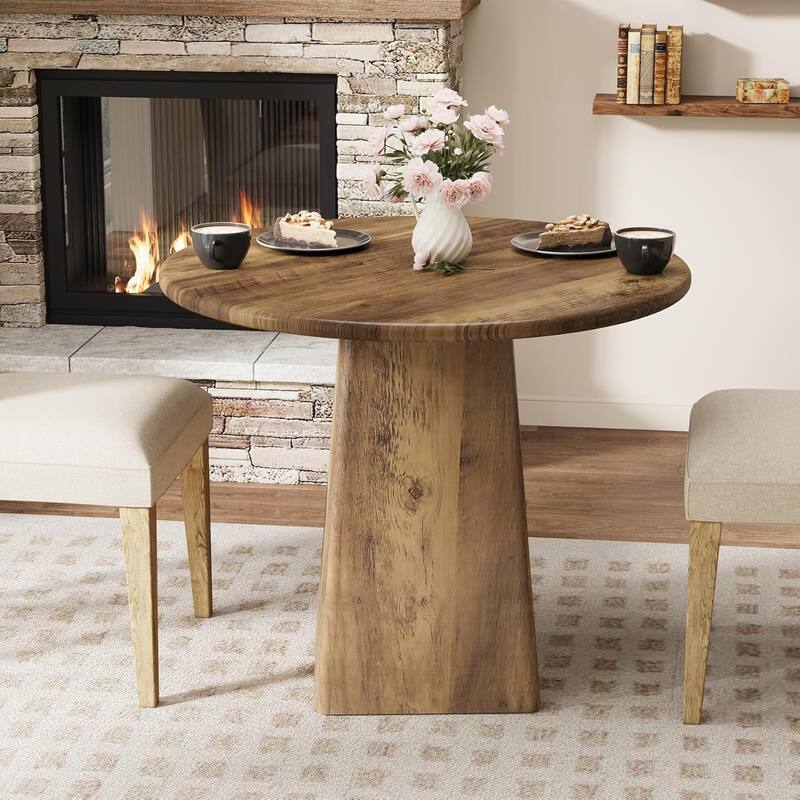 31.5-Inch Round Dining Room Table for 2-4, Small Kitchen Dinner Table for Dining Room Living Room