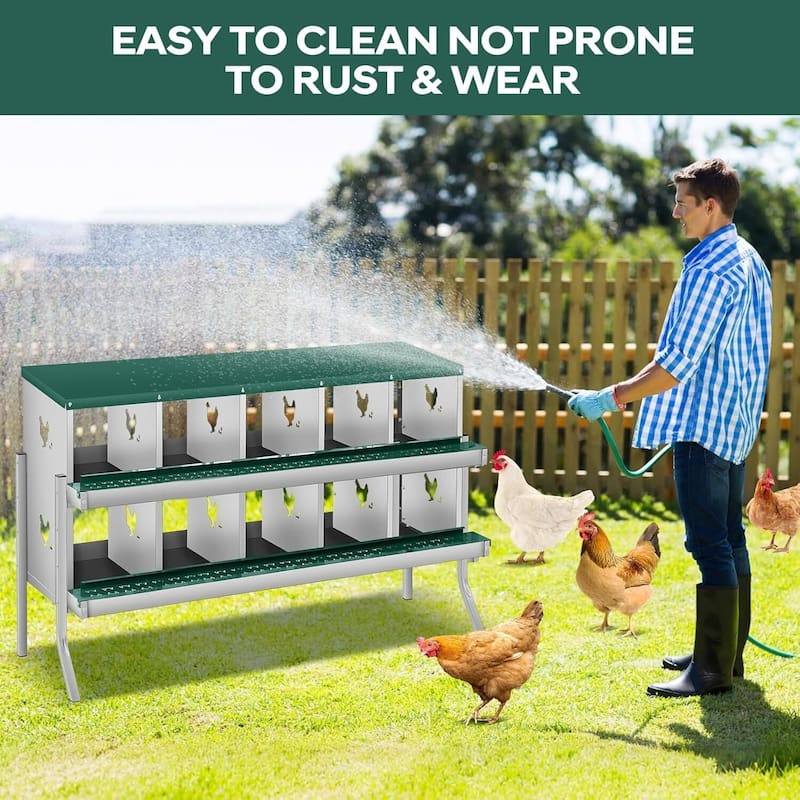 10 Compartment Nesting Box, Chicken Laying Box, with Bracket Legs, Easy to Clean and Install