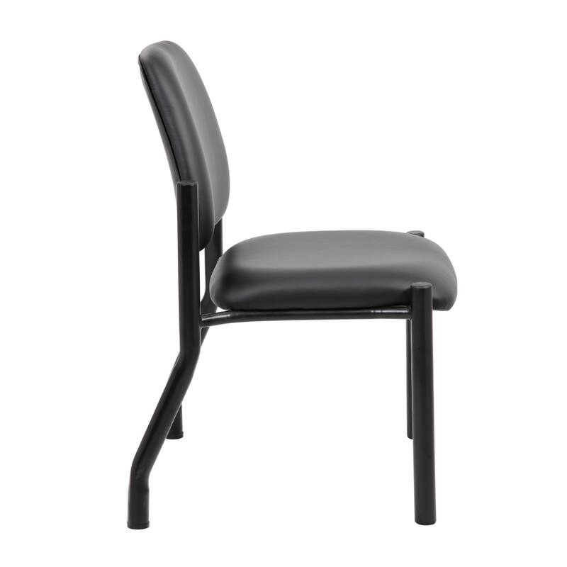 Lea Reception Guest Chair, Antimicrobial Vinyl Seat and Back, Black