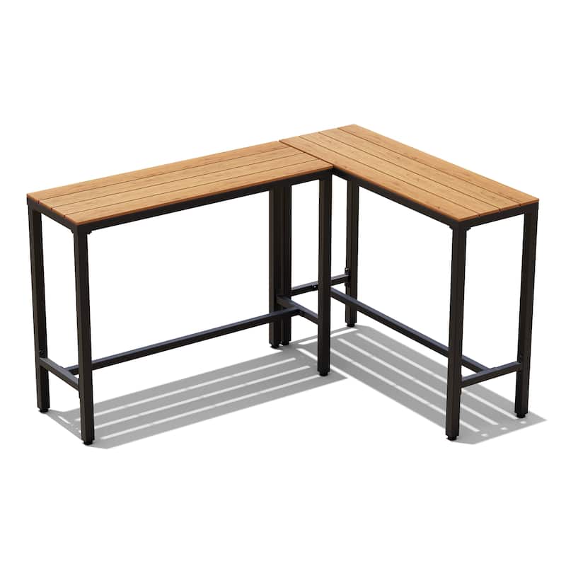 Crestlive Products Patio Outdoor Bar Table Rectangle Pub Table - Brown - 42.91 inches long - 2PC