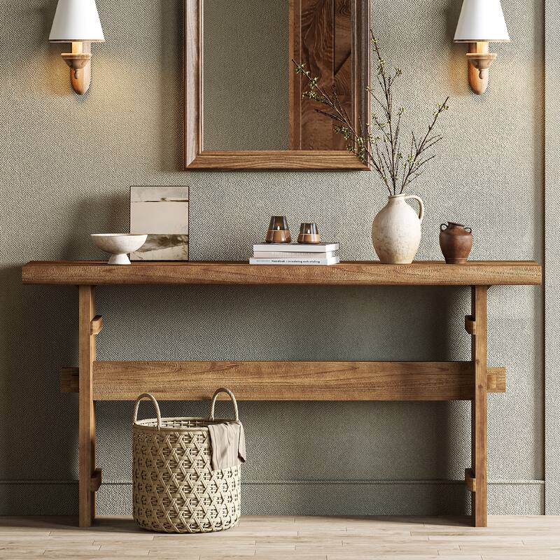 63-Inch Long Solid Wood Console Table for Entryway, Foyer, Hallway, Living Room