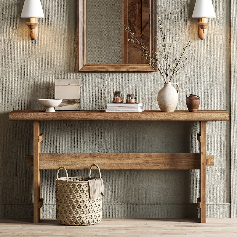 63 Inch Solid Wood Console Table for Entryway - 63" L x 11.8" W x 31.5" H
