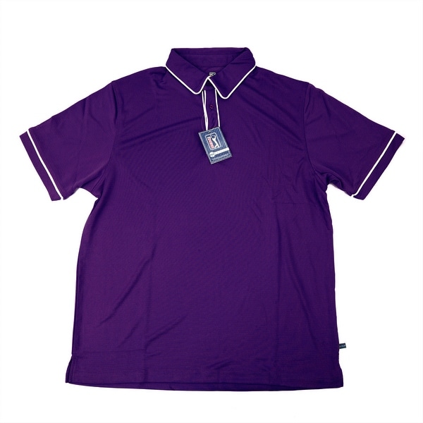 PGA TOUR Men's Polo Shirt - Plum w/ White Trim - Small
