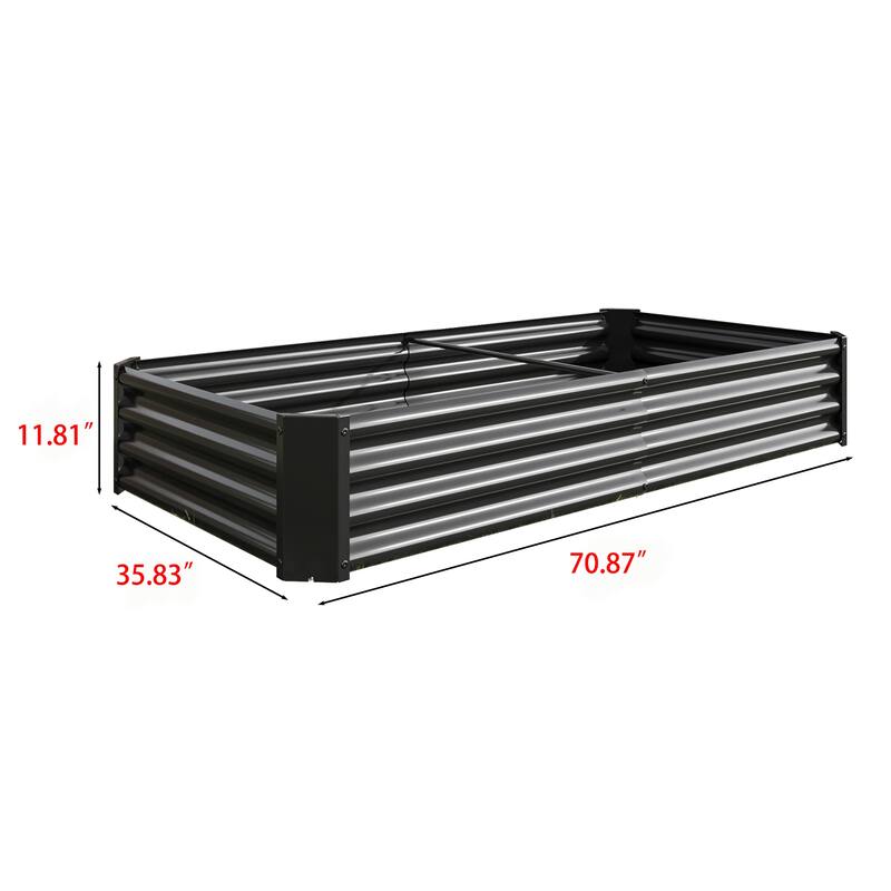 Raised Garden Metal Raised Rectangle Planter Beds for Plants - Black