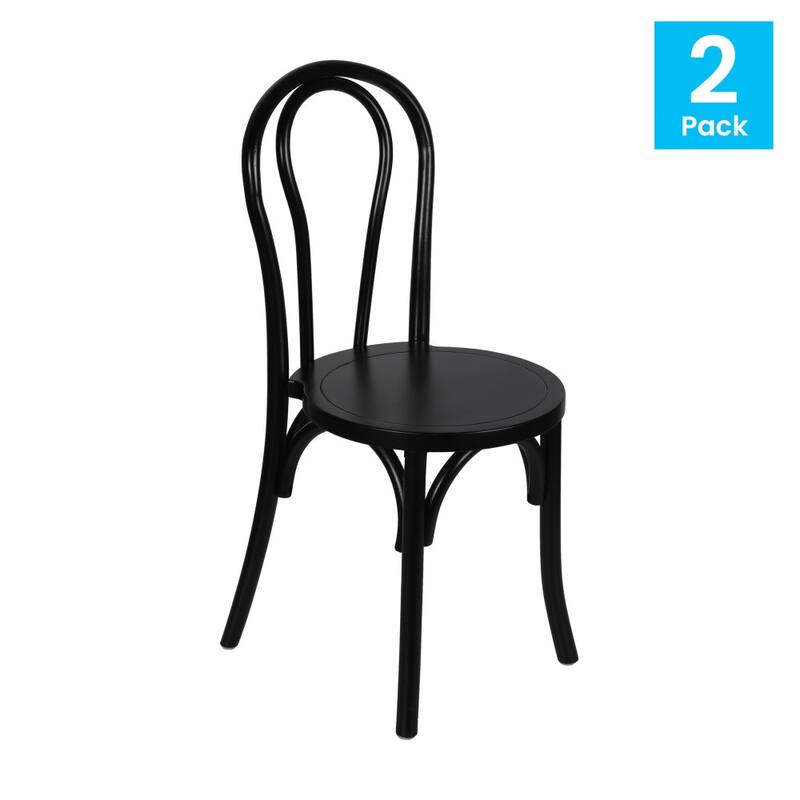 2PK Commercial Solid Wood Stackable Dining Chair with Fixed Floor Glides - 18.5"D x 16.5"W x 35.5"H