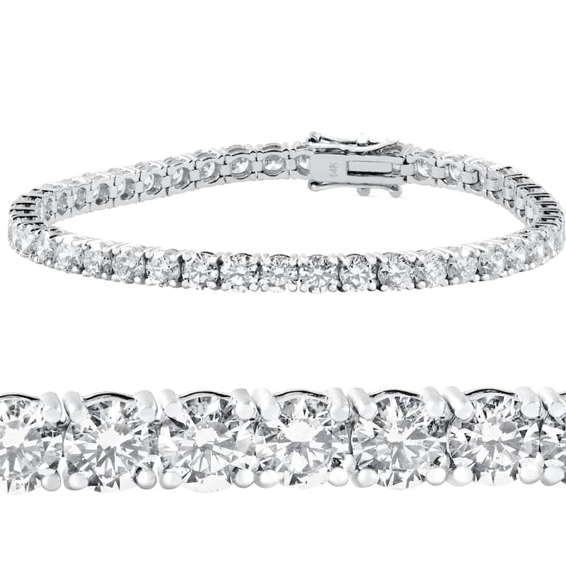 10 ct Diamond Tennis Bracelet White Gold 7" Double Lock Clasp