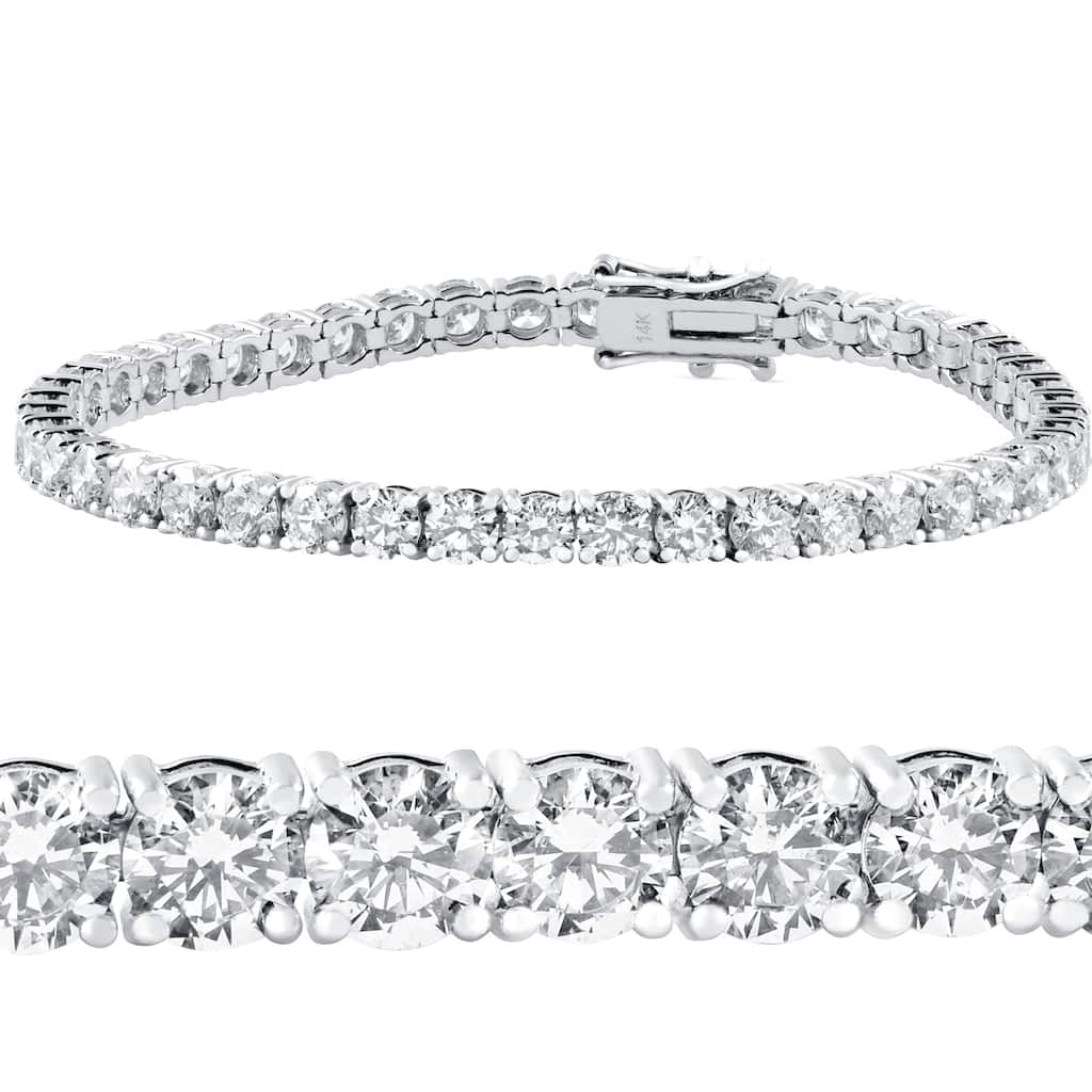 10 ct Diamond Tennis Bracelet White Gold 7" Double Lock Clasp
