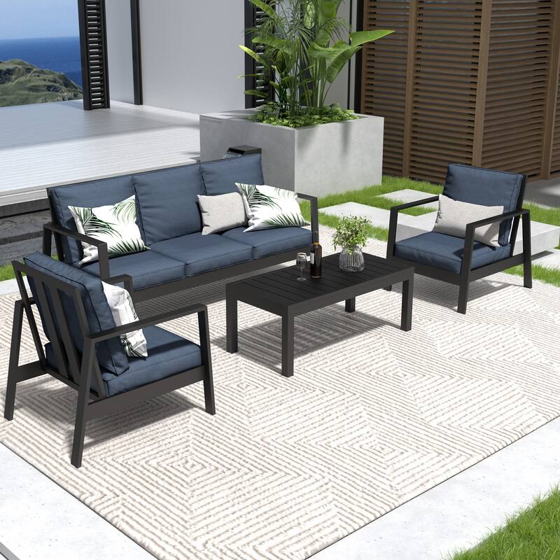 Aluminum 4-Piece Outdoor Sofa Seating Group With Cushions