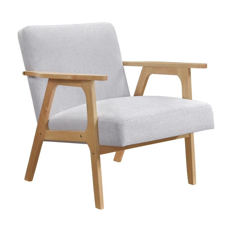 Dean 27" Textured Fabric Accent Chair - Solid Rubberwood Frame - Gray (Natural Finish)