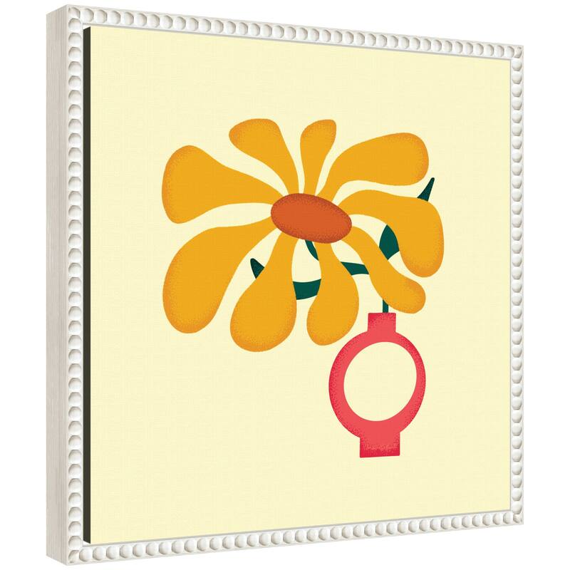 Kate and Laurel Sylvie Sunflower 2 Framed Canvas by Carrie Cantwell - 16x16