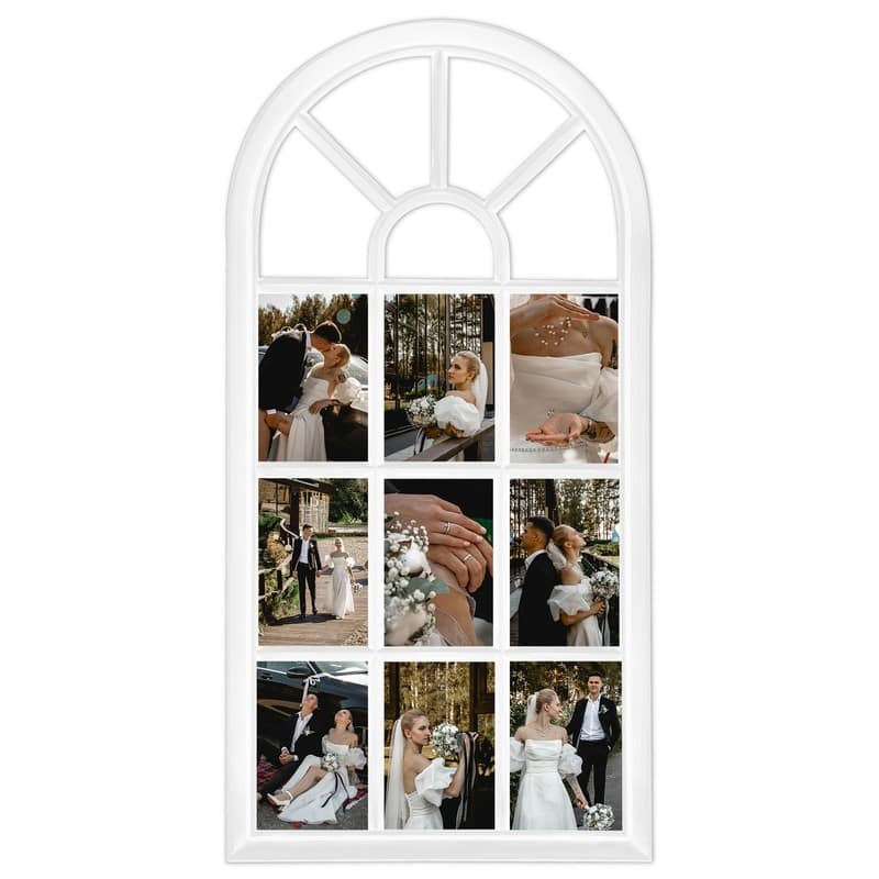 Gallery Distressed Arched Window Pane Wall Hanging Decorative Photo Collage Picture Frame