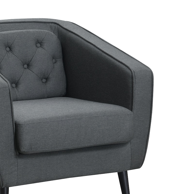 Mid-Century Modern Tufted Tuxedo Arm Grey Chair