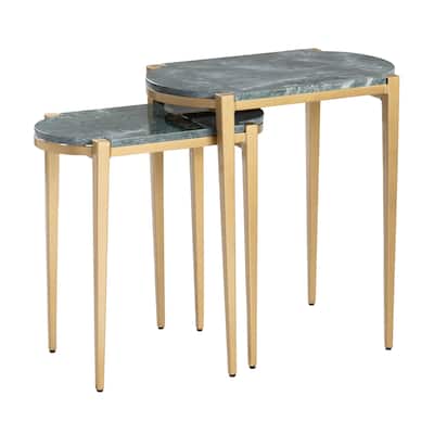 Beckham 2 Piece Marble and Iron Nesting Tables