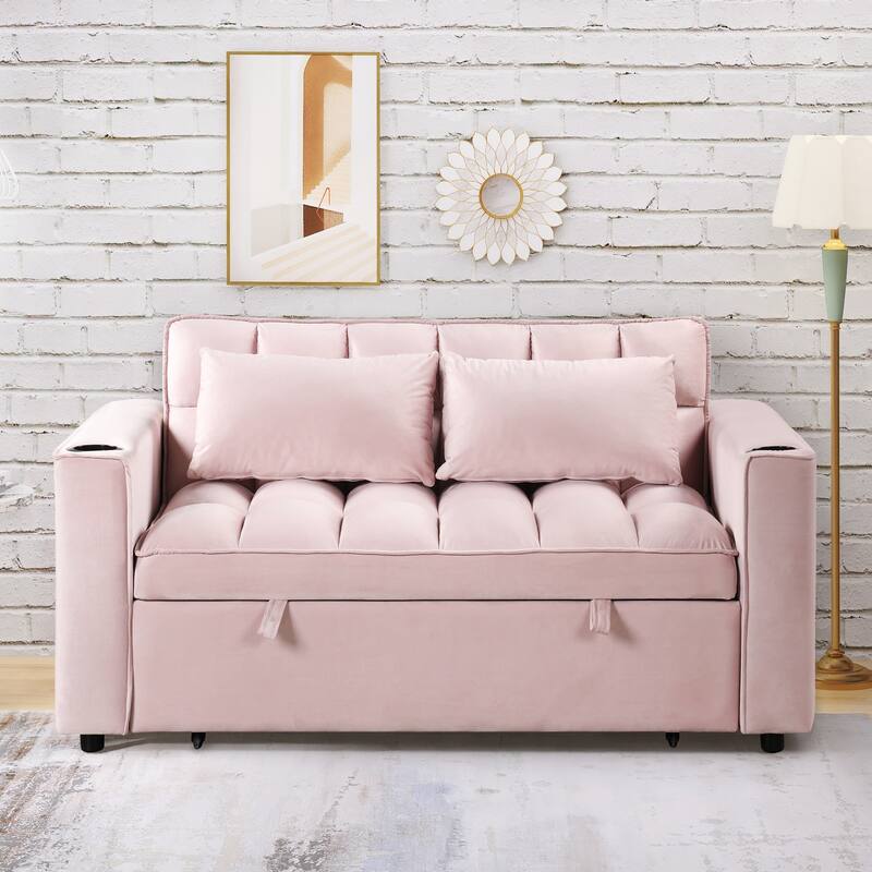 Multi functional Sofa Bed with Cup Holder and USB Port for Living Room