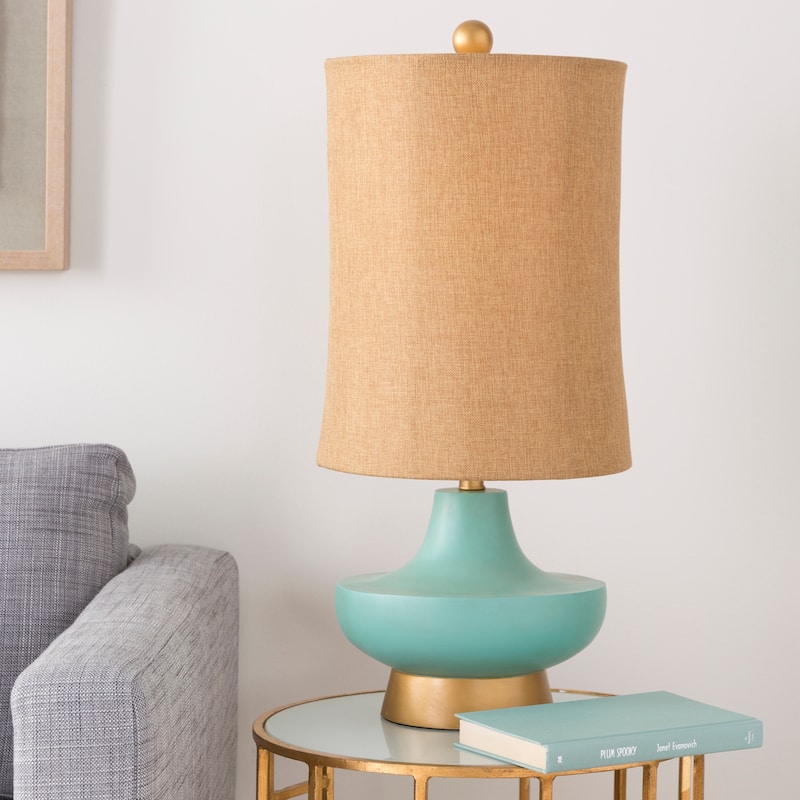 Artistic Weavers Turquoise over Bronze Natural Shade Lamp