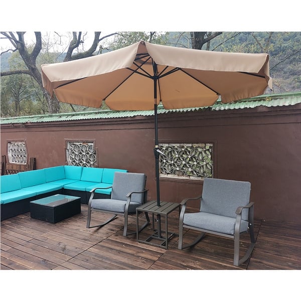slide 2 of 21, 10 ft Patio Umbrella Market Round Umbrella Outdoor Garden Umbrellas with Crank and Push Button Tilt