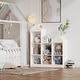 preview thumbnail 2 of 5, Toy Storage Organizer 7-Cubby Kids Bookshelf White Bookcase