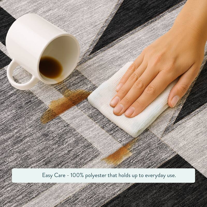 Machine Washable Indoor/ Outdoor Modern Crowley Chantille Rug