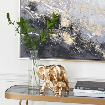 CosmoLiving by Cosmopolitan Gold Polystone Elephant Decorative Sculpture - 7 x 10 x 8