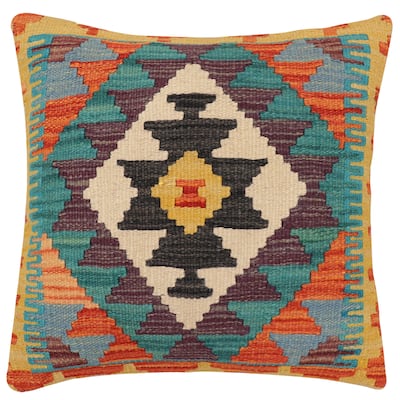 Tribal Maeve Turkish Hand-Woven Kilim Pillow - 18'' x 18''