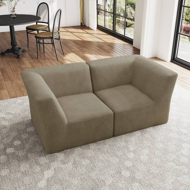 Modern Corduroy Fabric Loveseats Sofa Sectional Sofa
