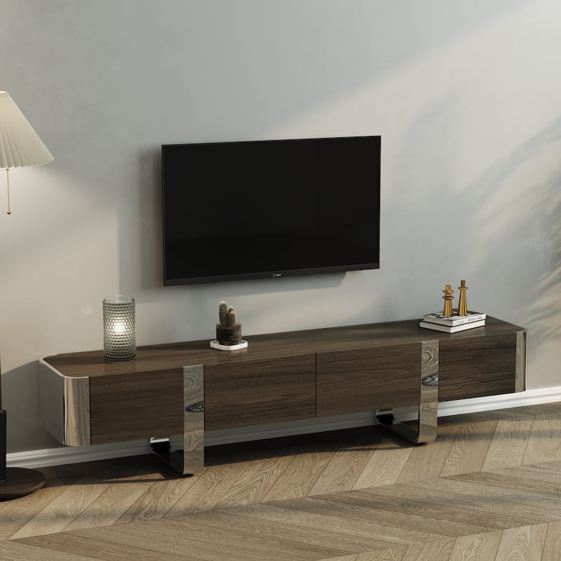79 inch Wood TV Stand Partial Assembly Entertainment Center Modern Media Console with Drawers and Storage Cabinets
