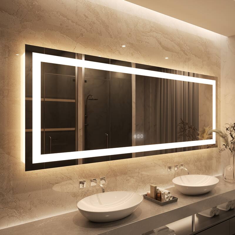 QuivaraView LED lights Frameless Wall Mounted Bathroom Vanity Mirror
