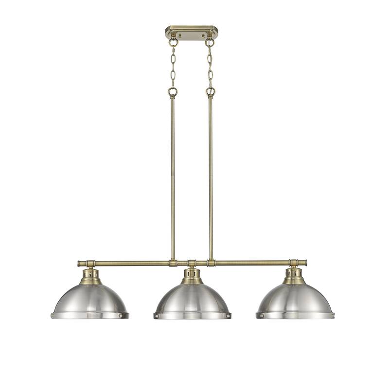 Yep by Golden Lighting Duncan 3-light Island Light in Aged Brass and Pewter shade