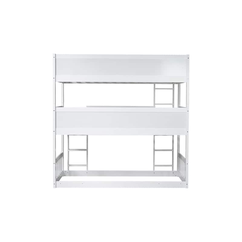 Triple Twin Bunk Bed with Dual Ladders & Guardrails (200lb Capacity per Level)