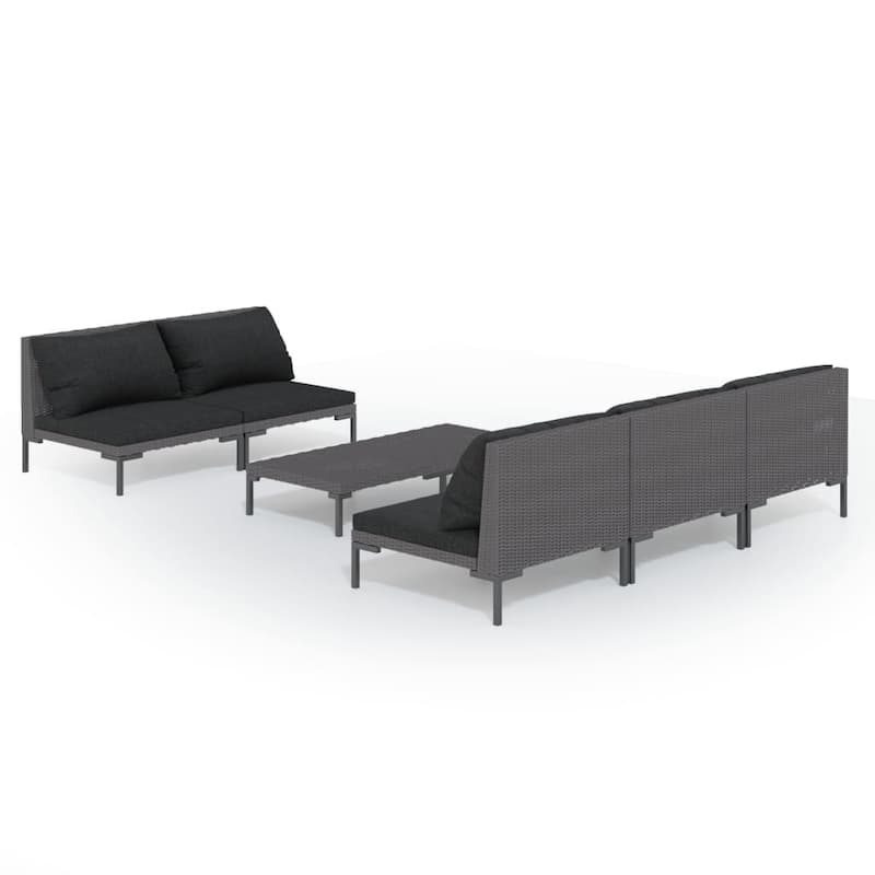 vidaXL Patio Lounge Set Outdoor Sectional Sofa Set Table Poly Rattan Dark Grey - 27.6" x 27.6" x 24"