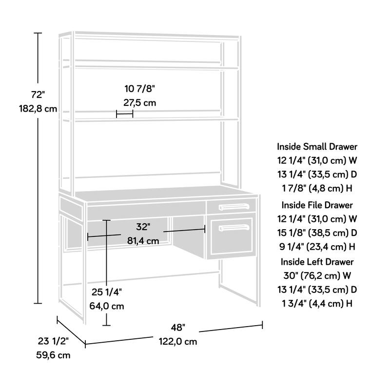 Wood Desk with Hutch, Brown