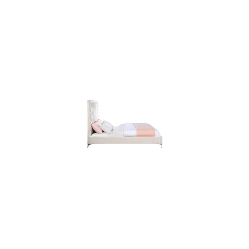 King Size Bed - Elegant Bedroom Furniture - Soft Velvet Upholstered Platform Bed Frame