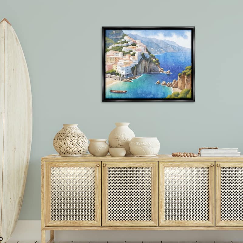Stupell Vibrant Coastal Seascape Framed Floater Canvas Wall Art Design By Kim Allen