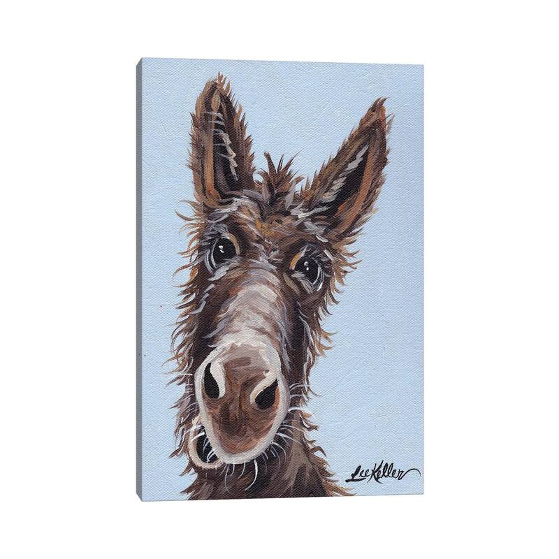 iCanvas "Rufus The Donkey On Blue Gray" by Hippie Hound Studios Canvas Print