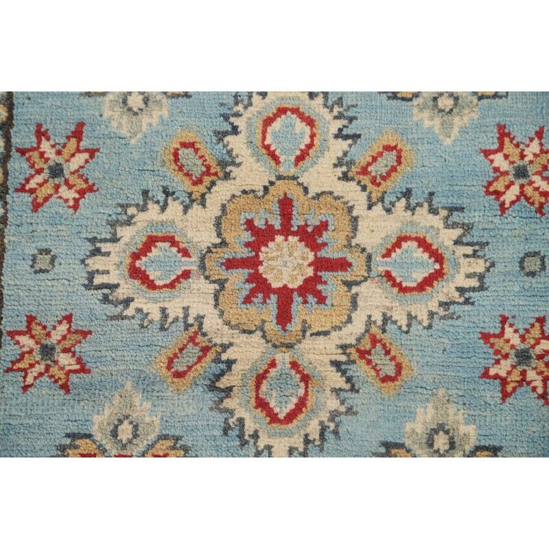 Kazak Runner Rug Handmade Light Blue Wool Carpet - 2'2" x 5'10"