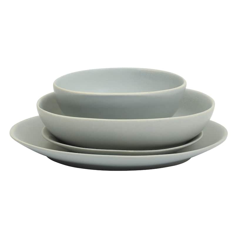 Gibson Elite Zion Mist 16 Piece Stoneware Reactive Glaze (Service for 4) Ceramic Plates and Bowls Modern Organic Dinnerware Set