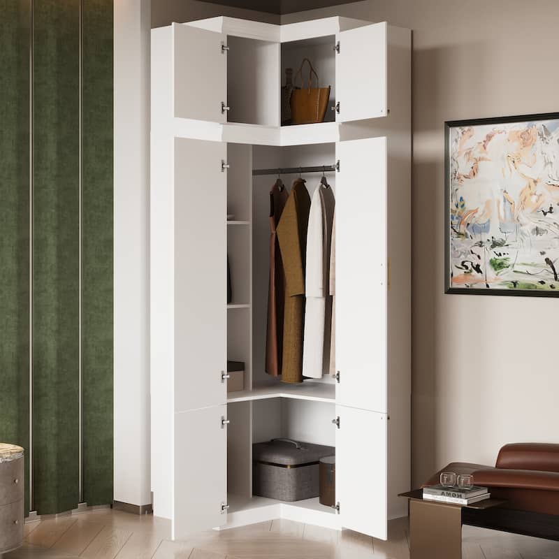 93.9"H/74.2"H Armoires Wardrobe Closet Cabinet Hanging Drawers Storage