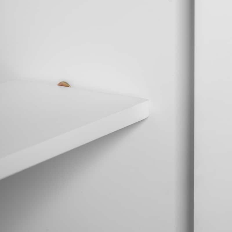 Bathroom Vanity Storage Cabinet with Translucent Embossed Glass Doors, 2 Drawers, Adjustable Shelves and Soft Close Design