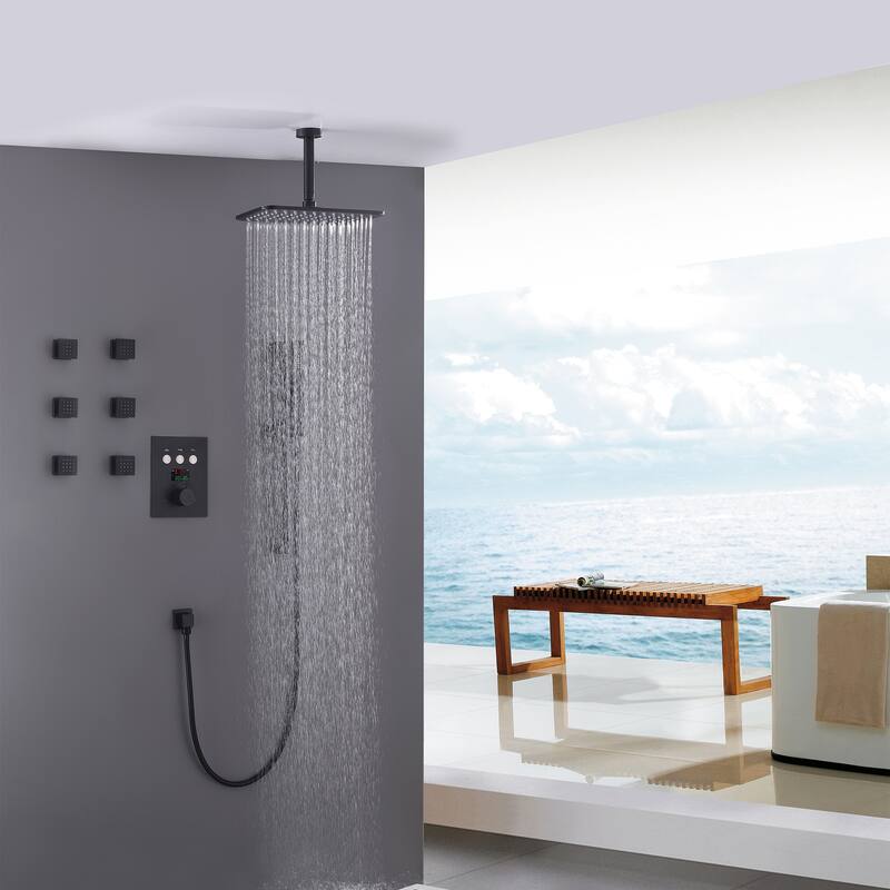 Thermostatic Double-Handle 3-Spray Shower System With High Pressure 6-Jet (Valve Included)
