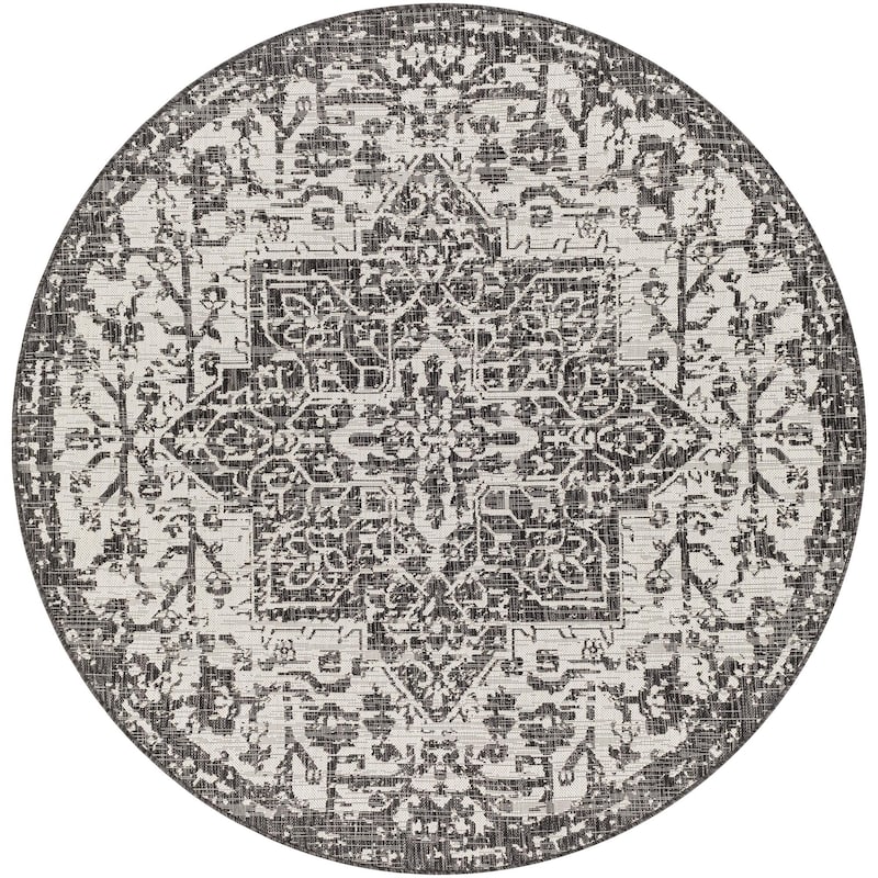 Livabliss Eagean Updated Traditional Medallion Indoor / OutdoorArea Rug