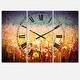 preview thumbnail 2 of 4, Designart 'Abstract Flower Field Watercolor ' Cottage 3 Panels Large Wall CLock - 36 in. wide x 28 in. high - 3 panels