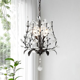 Joanna 12" 3-Light Contemporary Bohemian Iron/Acrylic LED Pendant, Oil Rubbed Bronze/Clear by JONATHAN  Y